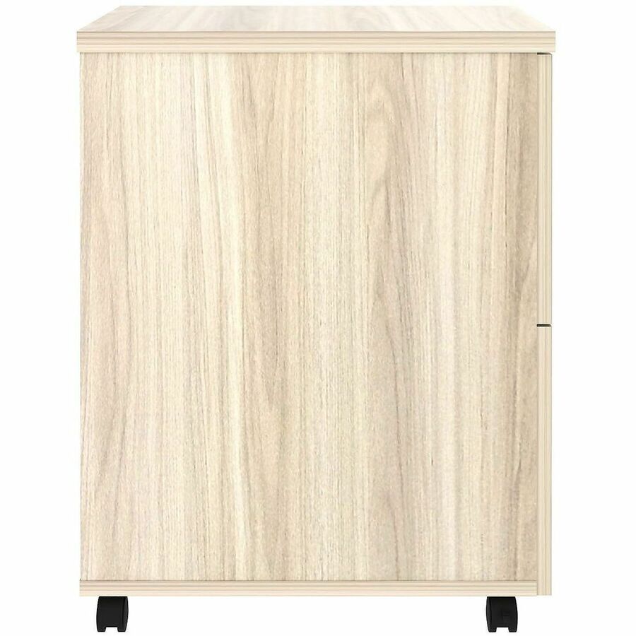 Lorell Essential Series Mobile Pedestal, 2 Drawers, Laminate/Metal, Modern Elm/Silver Brush Finish, Dual Wheel Casters, 28.3"H x 16"W x 22"D, 1 Each