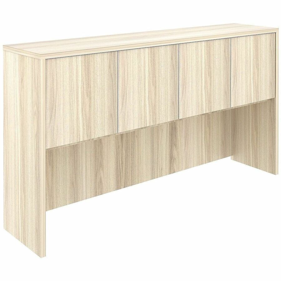 Lorell Essential Series Laminate Hutch, 36"H x 66"W x 15"D, 4 Doors, Modern Elm Finish, Laminate/Metal, 1 Each