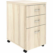 Lorell Essential Series Laminate Mobile Pedestal, 2 Drawers, Modern Elm/Silver Brush Finish, 28.3"H x 16"W x 22"D, 1 Each