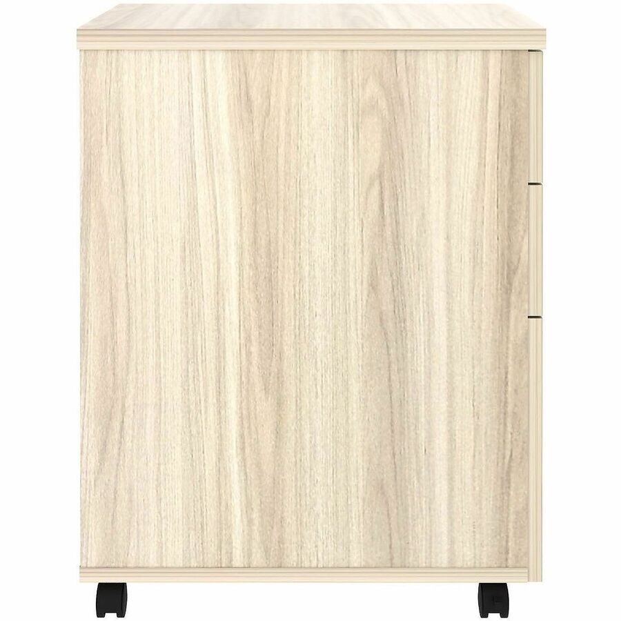 Lorell Essential Series Laminate Mobile Pedestal, 2 Drawers, Modern Elm/Silver Brush Finish, 28.3"H x 16"W x 22"D, 1 Each