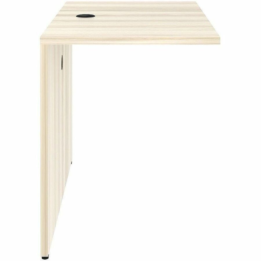 Lorell Essential Series Laminate Bridge, 1" Thick Table Top, 29.5"H x 42"W x 24"D, Modern Elm Finish, Laminate/Metal, Cam Lock, Grommet, Modesty & Privacy Panel, 1 Each