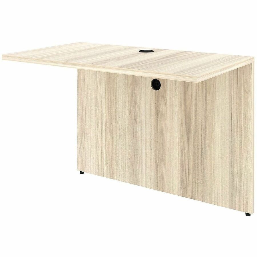 Lorell Essential Series Laminate Bridge, 1" Thick Table Top, 29.5"H x 42"W x 24"D, Modern Elm Finish, Laminate/Metal, Cam Lock, Grommet, Modesty & Privacy Panel, 1 Each