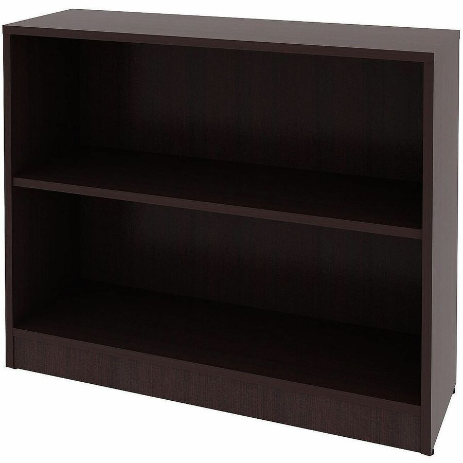 Lorell Essentials Espresso Laminate Bookcase, 36"W x 12"D x 30"H, 2 Shelves (1 Adjustable, 1 Fixed), 150 lb Load Capacity, Espresso Finish, 1 Each