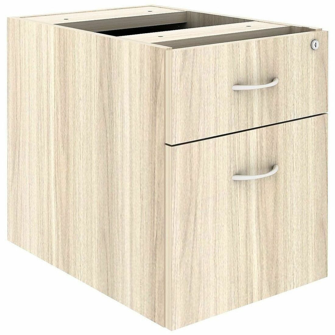 Lorell Essential Series Laminate Pedestal, 2 Drawers, Modern Elm Finish, 21"H x 16"W x 22"D, 1 Each