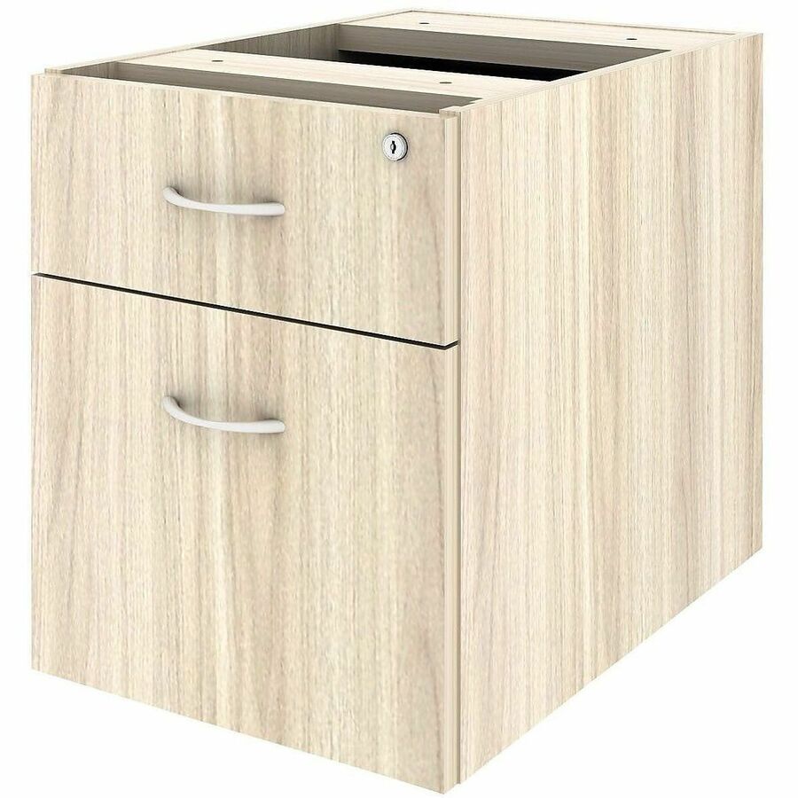 Lorell Essential Series Laminate Pedestal, 2 Drawers, Modern Elm Finish, 21"H x 16"W x 22"D, 1 Each