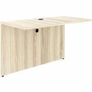 Lorell Essential Series Laminate Bridge, 1" Thick Table Top, 29.5"H x 48"W x 24"D, Modern Elm Finish, Laminate/Metal, Cam Lock, Grommet, Modesty & Privacy Panel, 1 Each