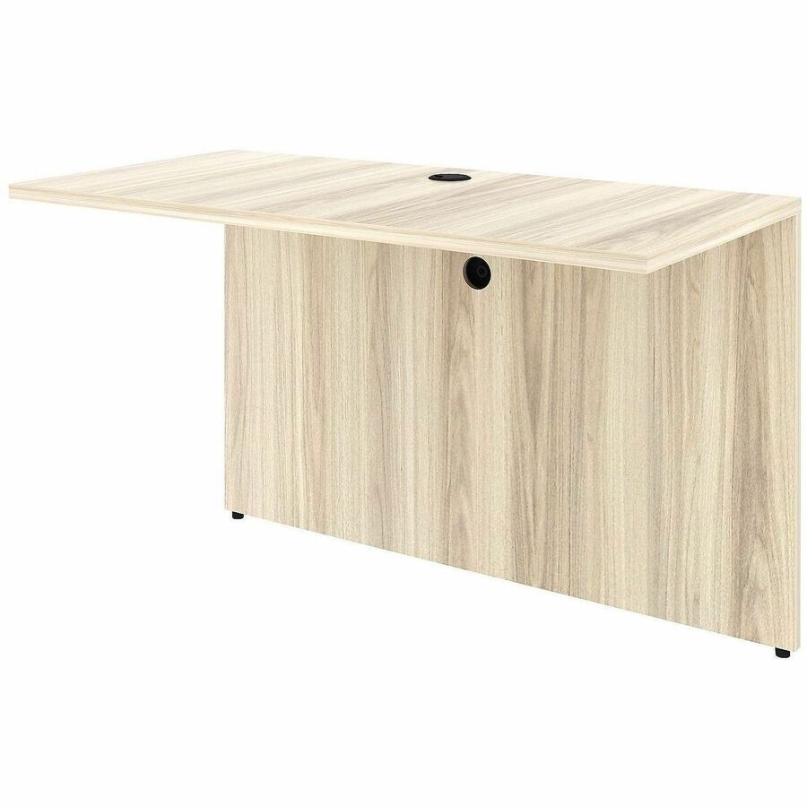 Lorell Essential Series Laminate Bridge, 1" Thick Table Top, 29.5"H x 48"W x 24"D, Modern Elm Finish, Laminate/Metal, Cam Lock, Grommet, Modesty & Privacy Panel, 1 Each