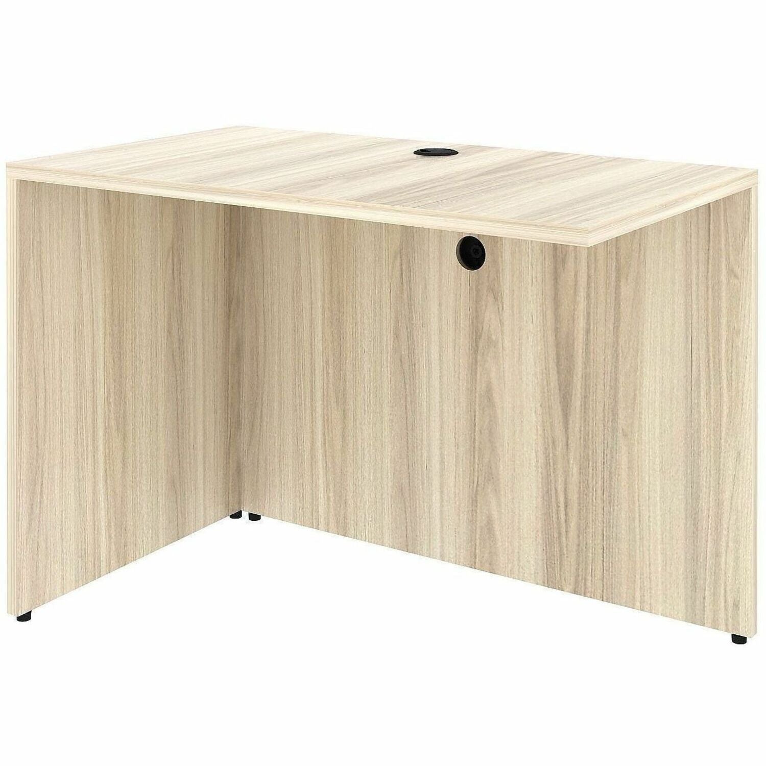Lorell Essential Series Laminate Return Shell, 1" Thick Table Top, 29.5"H x 42"W x 24"D, Modern Elm Finish, Durable Laminate & Metal Construction, Modesty & Privacy Panel, Adjustable Feet, Cord Management, 1 Each