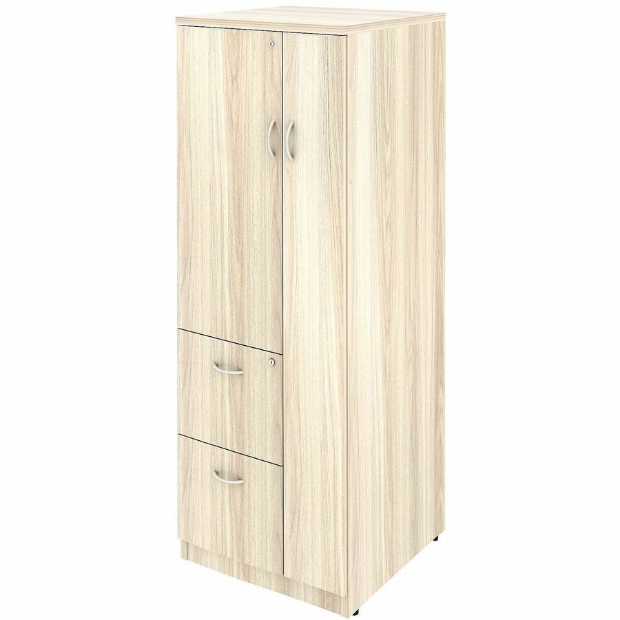 Laminate Storage Cabinet, 2 Adjustable Shelves + 2 Letter-Size File Drawers, Cam Lock & Locking Doors, 23.6"W x 23.6"D x 65.6"H, Modern Elm