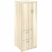 Laminate Storage Cabinet, 2 Adjustable Shelves + 2 Letter-Size File Drawers, Cam Lock & Locking Doors, 23.6"W x 23.6"D x 65.6"H, Modern Elm