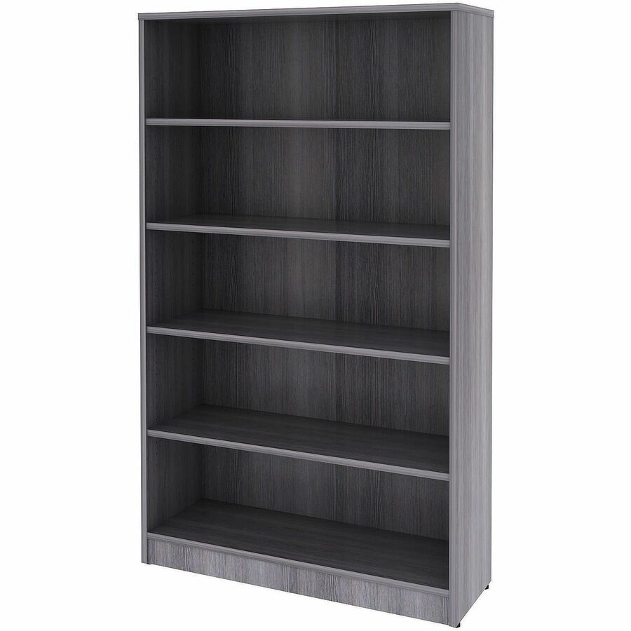 Lorell Weathered Charcoal Laminate Bookcase, 5 Shelves, 36" W x 12" D x 60" H, 1 Each