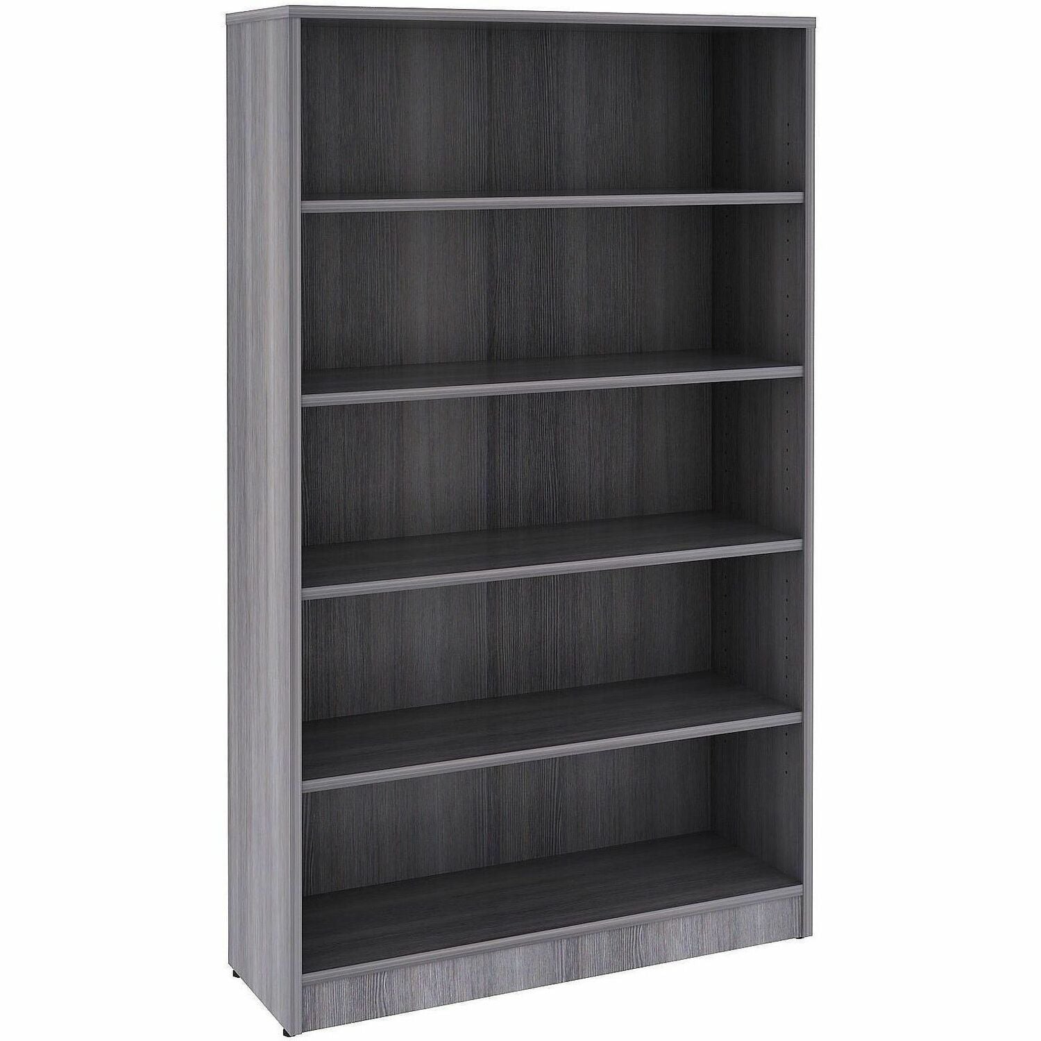 Lorell Weathered Charcoal Laminate Bookcase, 5 Shelves, 36" W x 12" D x 60" H, 1 Each