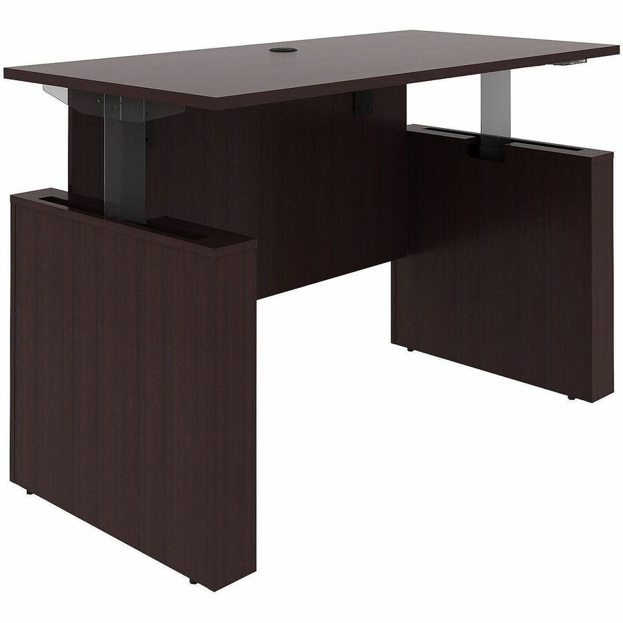 Lorell Essentials 60" Sit-to-Stand Desk Shell, Espresso Laminate Top, 49"H x 60"W x 29"D, Adjustable Height, Cord Management, Modesty and Privacy Panels, 1 Each