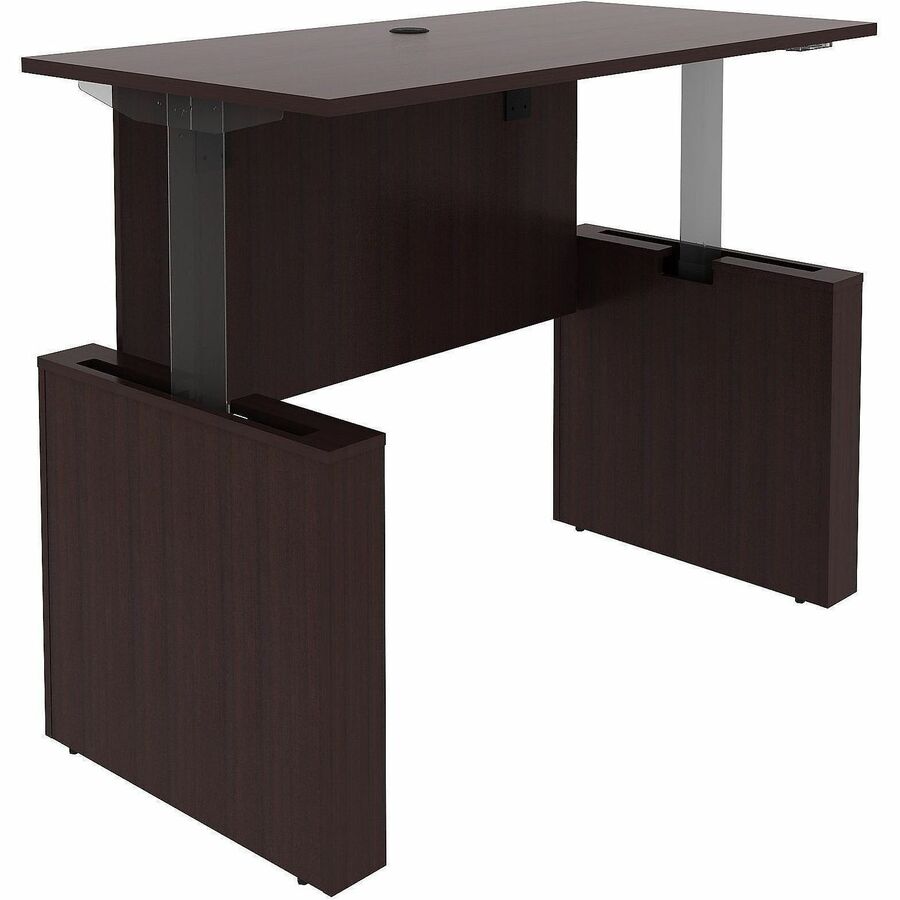 Lorell Essentials 60" Sit-to-Stand Desk Shell, Espresso Laminate Top, 49"H x 60"W x 29"D, Adjustable Height, Cord Management, Modesty and Privacy Panels, 1 Each