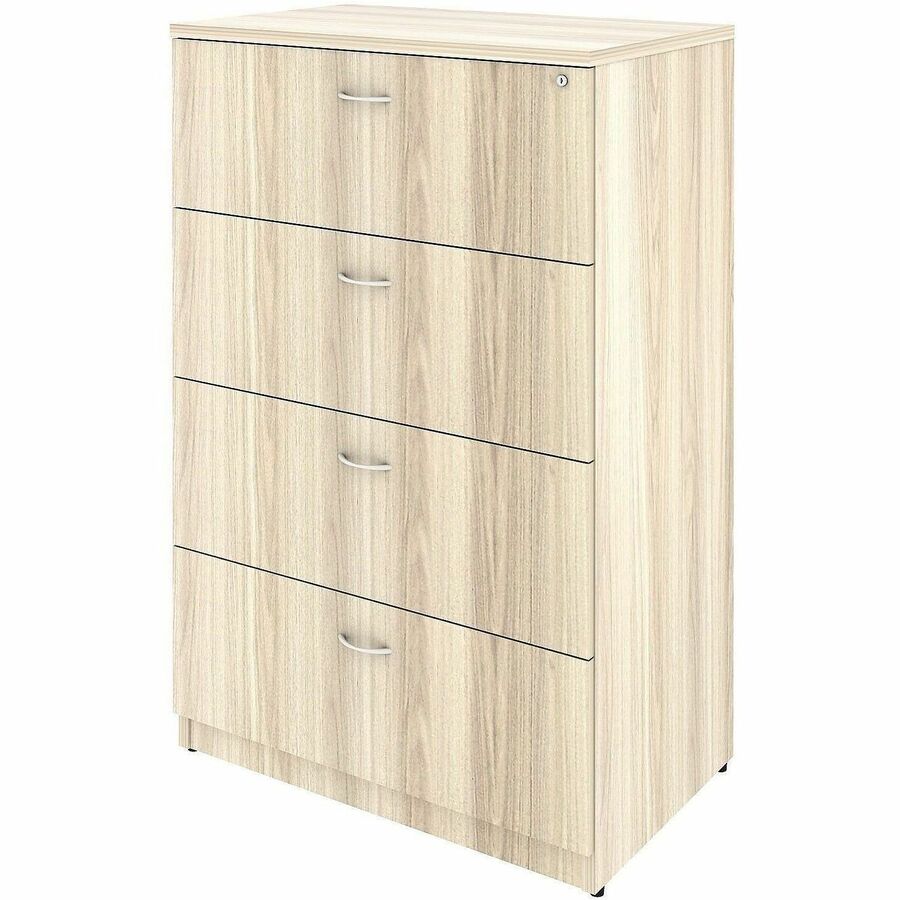 Lorell File Cabinet, 4-Drawer Lateral, Lockable, Modern Elm, 1 Each, Assembly Required
