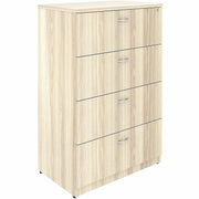 Lorell File Cabinet, 4-Drawer Lateral, Lockable, Modern Elm, 1 Each, Assembly Required