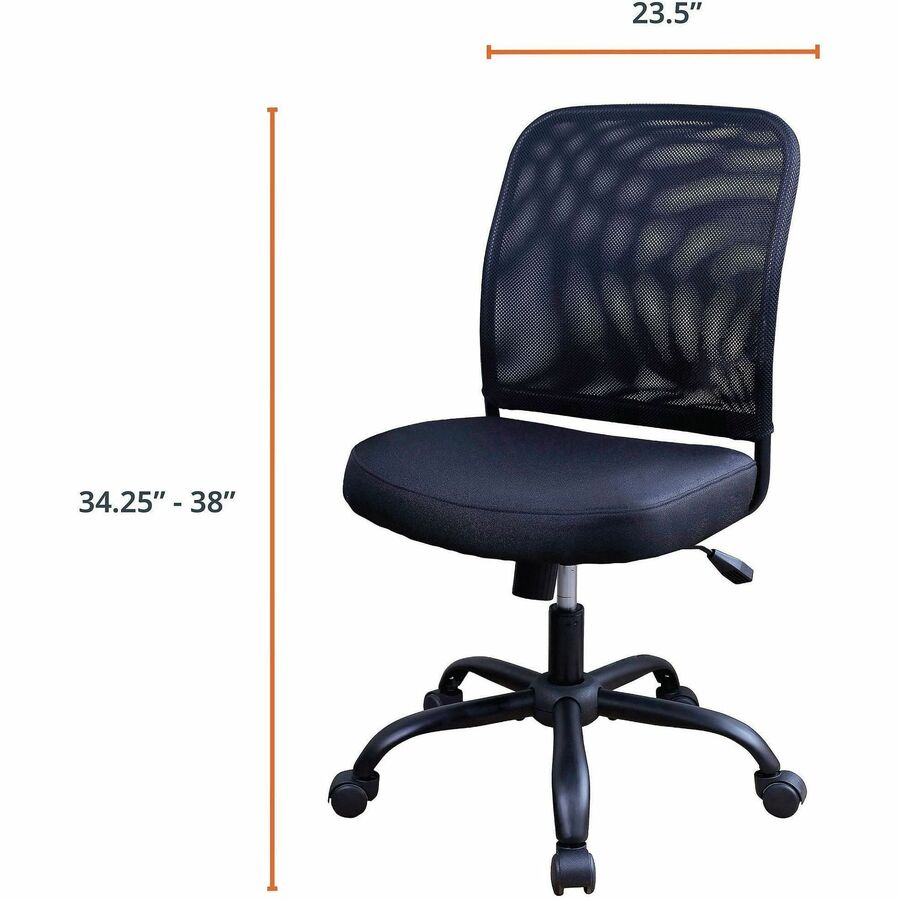 Fabric Seat Material - Mesh Back Material - Metal Frame Material - Black - 1 Each