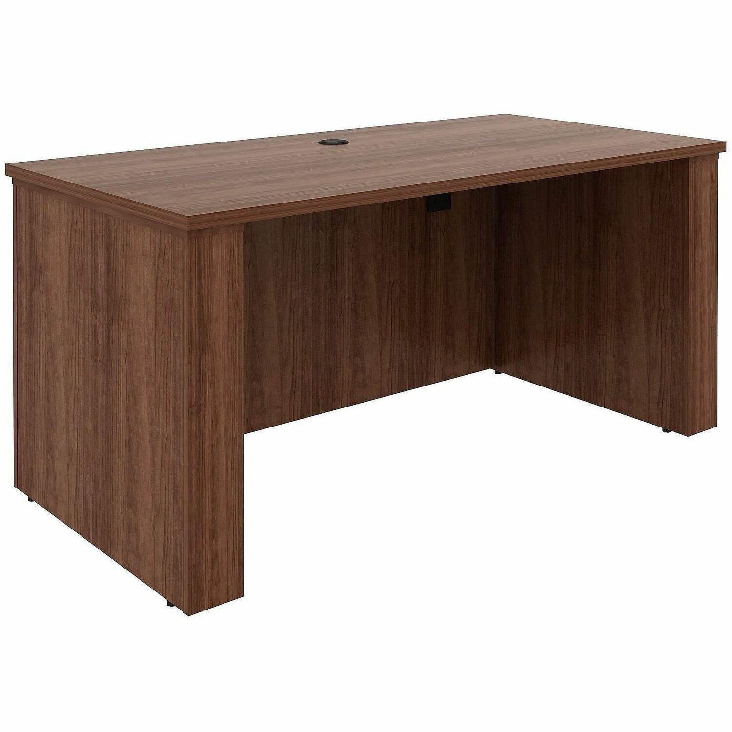 Lorell Essentials 60" Sit-to-Stand Desk Shell, Walnut Laminate, 49"H x 60"W x 29"D, 1" Thick Top, Adjustable Height, Cord Management, Modesty and Privacy Panels, Adjustable Feet, 1 Each