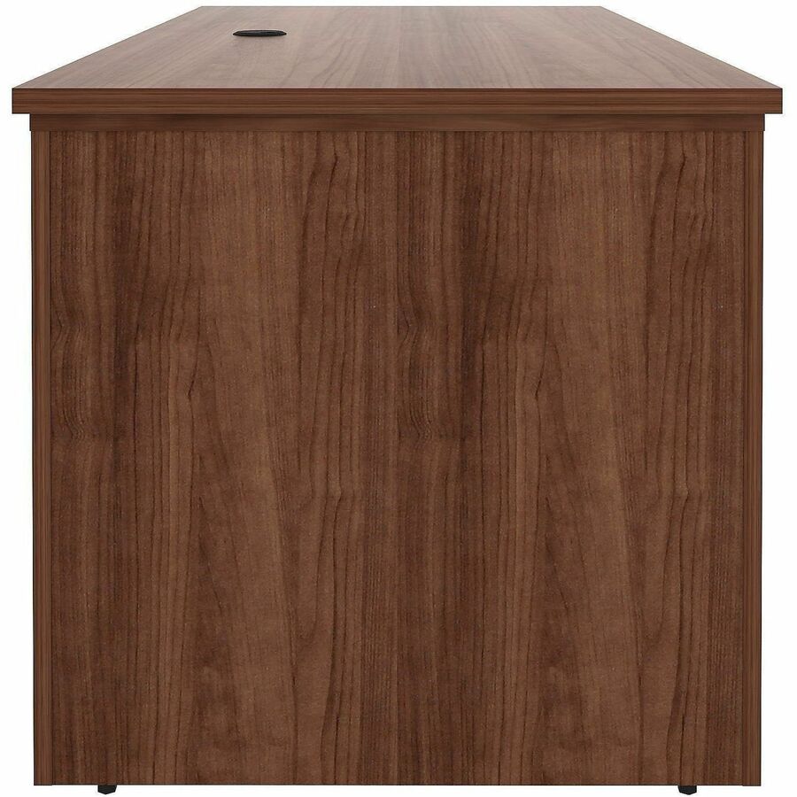 Lorell Essentials 60" Sit-to-Stand Desk Shell, Walnut Laminate, 49"H x 60"W x 29"D, 1" Thick Top, Adjustable Height, Cord Management, Modesty and Privacy Panels, Adjustable Feet, 1 Each