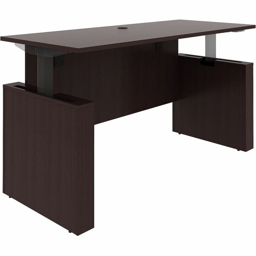 Lorell Essentials 72" Sit-to-Stand Desk Shell, Espresso Laminate, 49"H x 72"W x 29"D, 1" Thick Top, Adjustable Height, Cord Management, Modesty & Privacy Panels, 1 Each