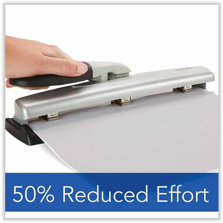 2, 3 Punch Head(s) - 12 Sheet of 20lb Paper - 9" , 32" Punch Size - Metal - Black