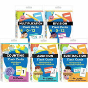 Shell Education Learning Card Set, 5 Boxes – Includes 1 Deck Each of Counting (62 cards), Addition (62 cards), Subtraction (62 cards), Multiplication (55 cards), Division (55 cards), Bonus Activity Cards Included