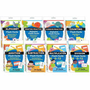 Shell Education Learning Card Set, 8 Boxes – Includes Alphabet, Tracing, Practice, Counting, Addition, Subtraction, Multiplication, and Division Double-Sided Flash Cards for Ages 3-11
