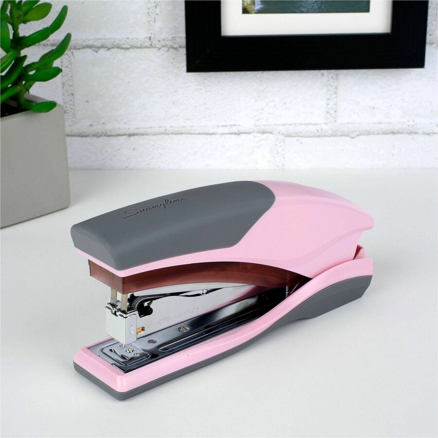 Swingline Optima 25 Reduced Effort Stapler, Full Strip, 25 Sheet Capacity, Holds 210 Staples, Pink, Plastic/Metal, 1 Each