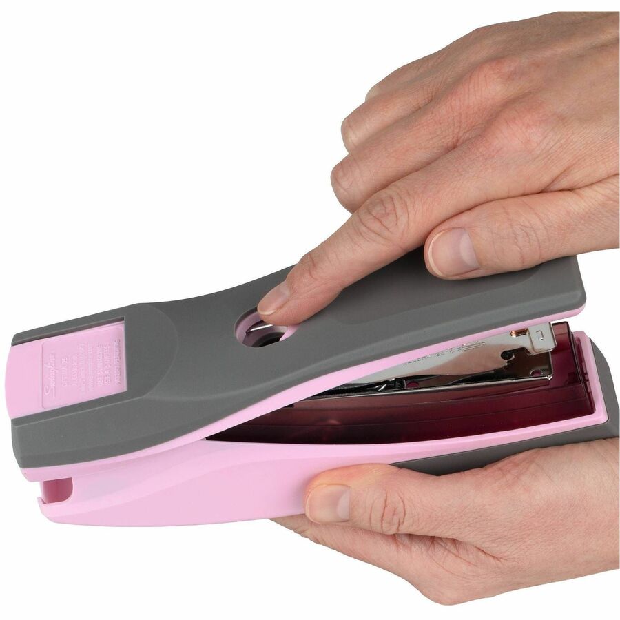 Swingline Optima 25 Reduced Effort Stapler, Full Strip, 25 Sheet Capacity, Holds 210 Staples, Pink, Plastic/Metal, 1 Each