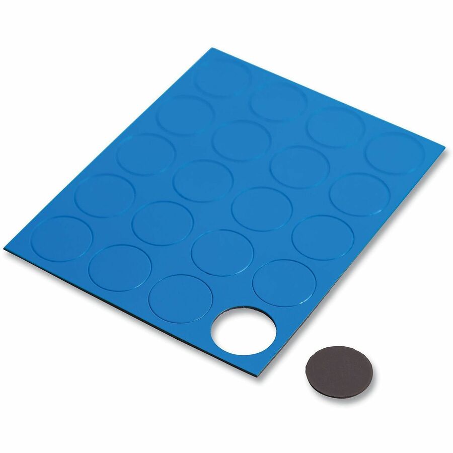 U Brands Board Magnet, 0.7" Diameter, Circle, Heavy Duty, Blue, 20 Pack