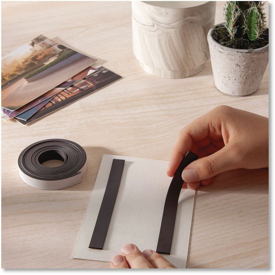 U Brands Magnetic Tape, 7 ft x 0.50", Black, 1 Each