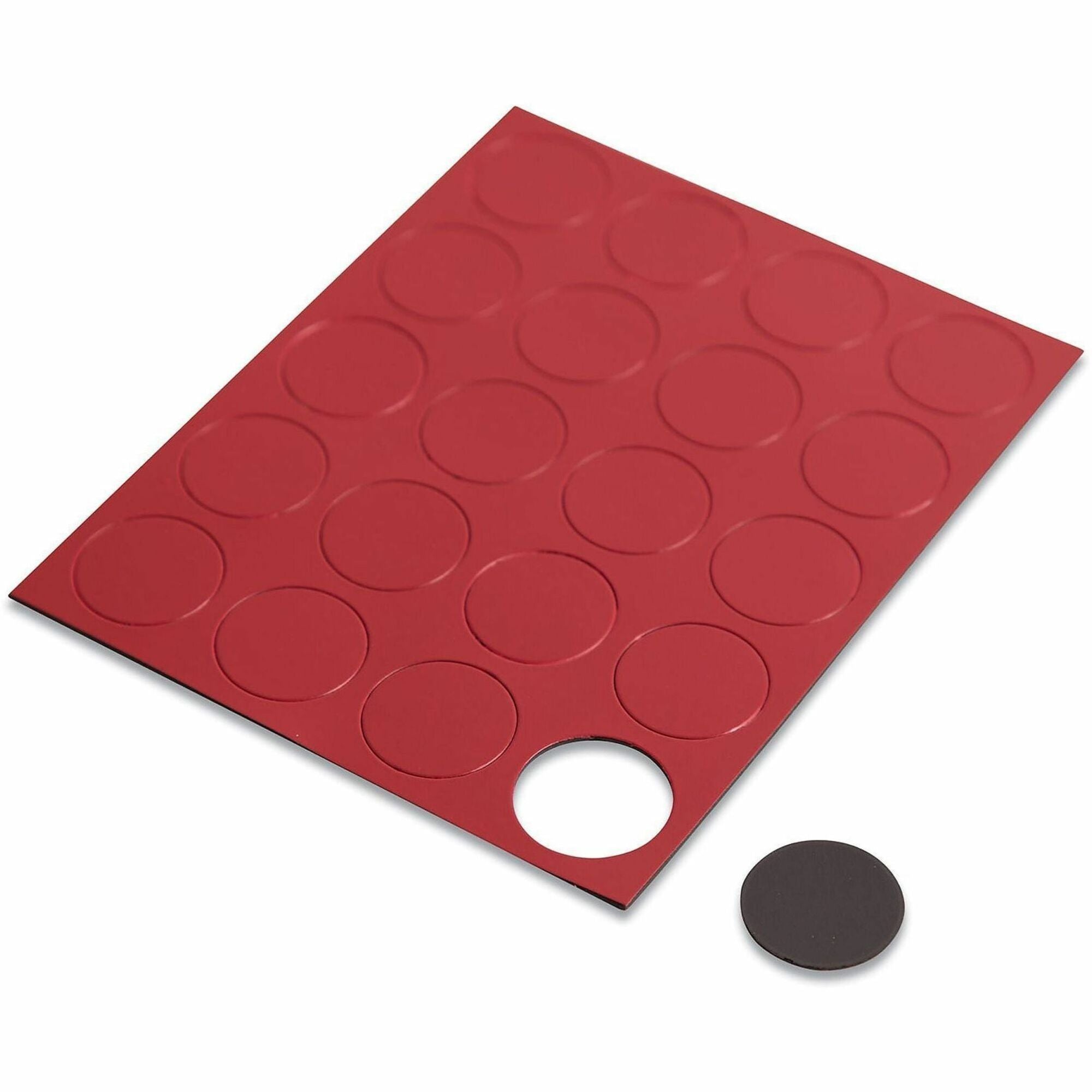 U Brands Board Magnets, Heavy Duty, 0.7" Diameter, Circle, Red, 20 Pack