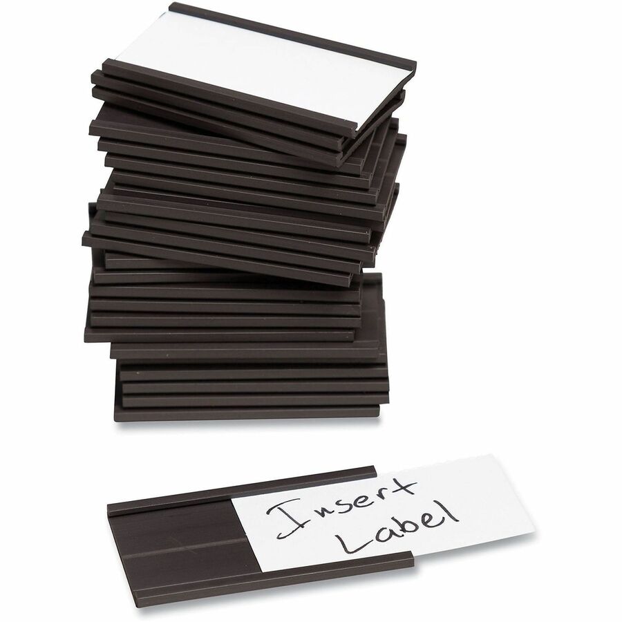 U Brands Card Holder, Magnetic, Black, 1" x 2", 25 Pack