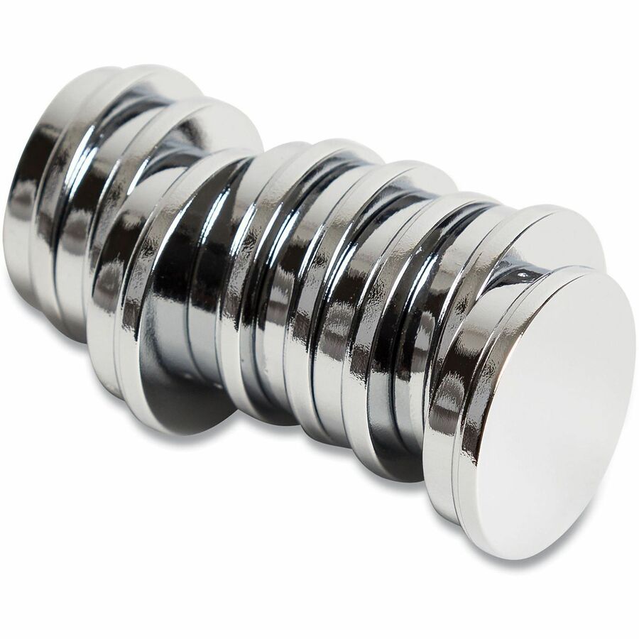 U Brands Board Magnet, 1.3" Diameter, Circle, Silver, 10 Pack
