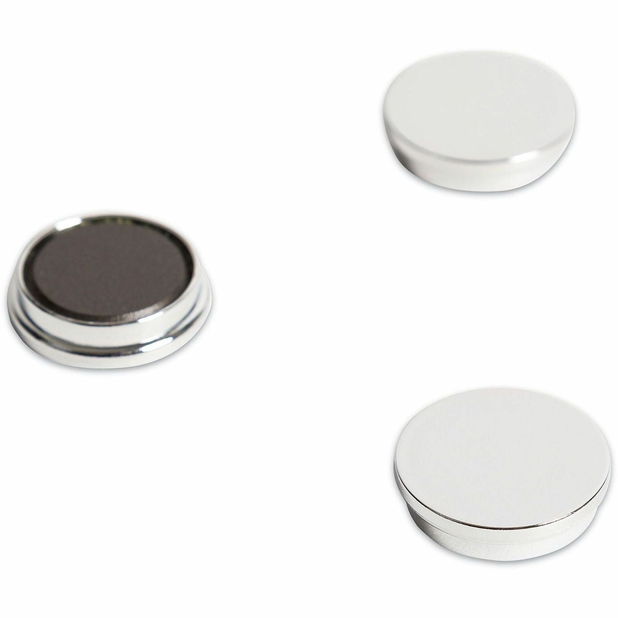U Brands Board Magnet, 1.3" Diameter, Circle, Silver, 10 Pack
