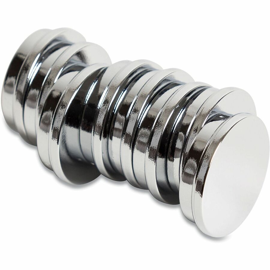 U Brands Board Magnet, 1.3" Diameter, Circle, Silver, 10 Pack