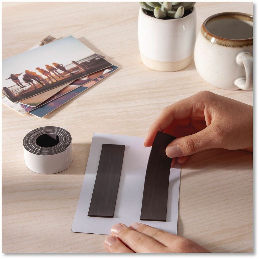 U Brands Magnetic Tape, 4 ft x 1", Black, 1 Each