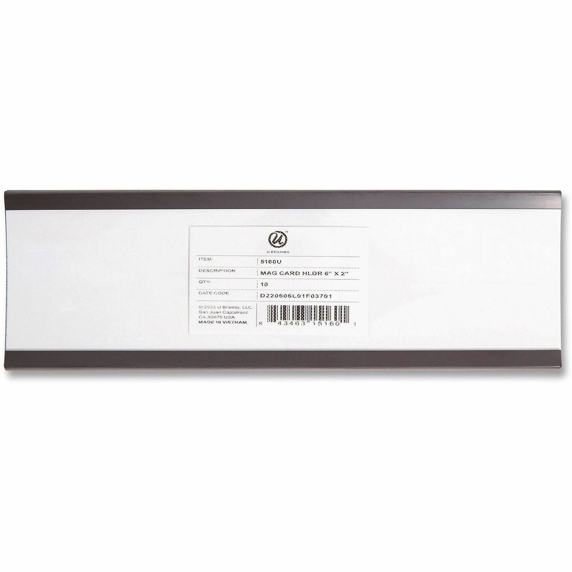 U Brands Card Holder, Black, Magnetic, 10 Pack