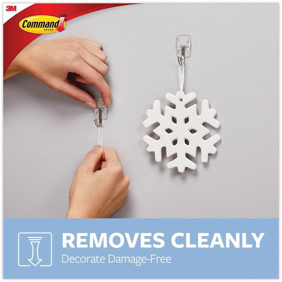 40 Hooks - 8 oz (226.8 g) Capacity - Reusable - 1.6" Height x 0.8" Width - Adhesive - Small - Wire Hook - for Painted Surface, Wood, Tile - Plastic, Metal - Clear, Transparent - 40 / Pack - TAA Compliant