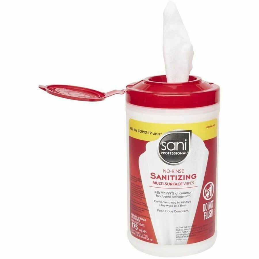 Sani Professional Sanitizing Wipes, 5" x 7.75", 6 per Carton