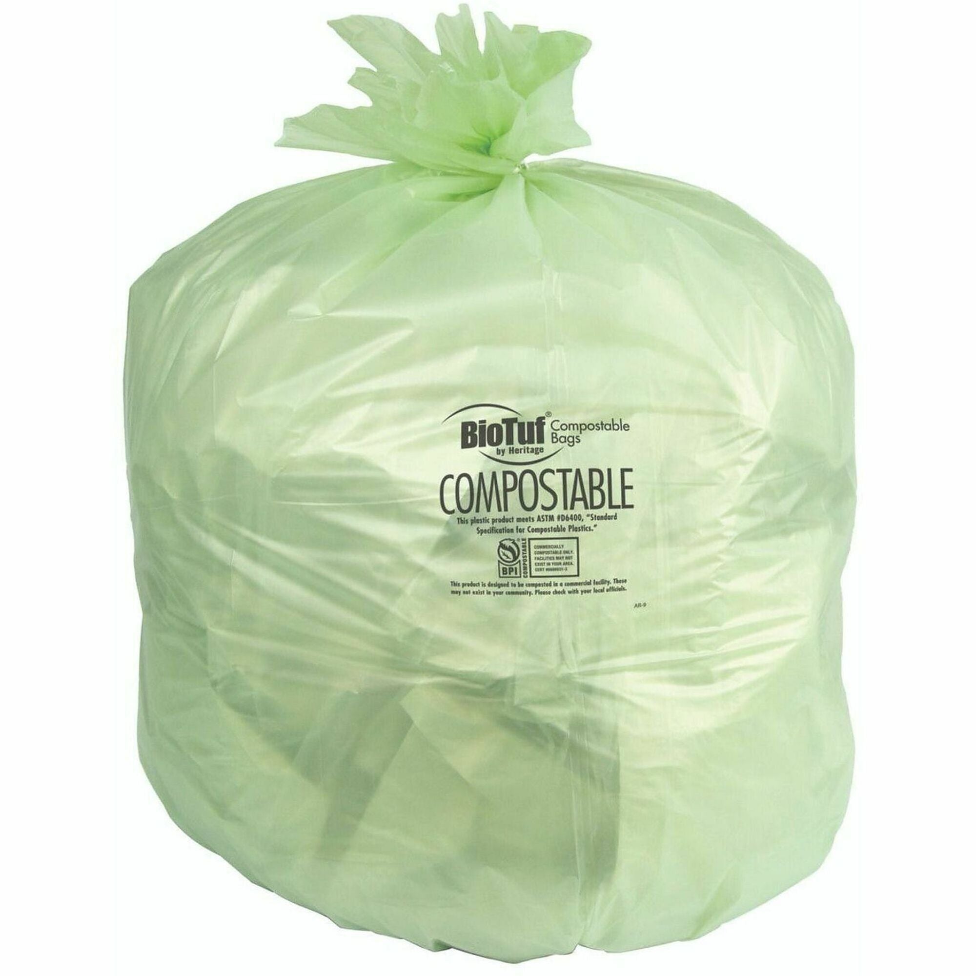 33 gal Capacity - 39" Length x 33" Width x 0.90 mil (23 Micron) Thickness - High Density - Green - Bioplast, High-density Polyethylene (HDPE) - Can Liner, Food Waste, Garbage - 200 / Box