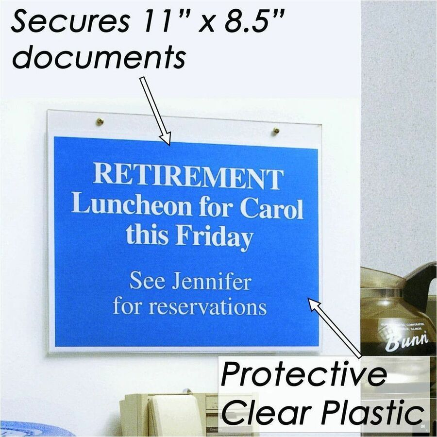 Print/Message - "Landscape - Wall Mountable - Mounting Hole, Easy Installation - Sign, Notice, Document - Plastic - Clear - 1 Each