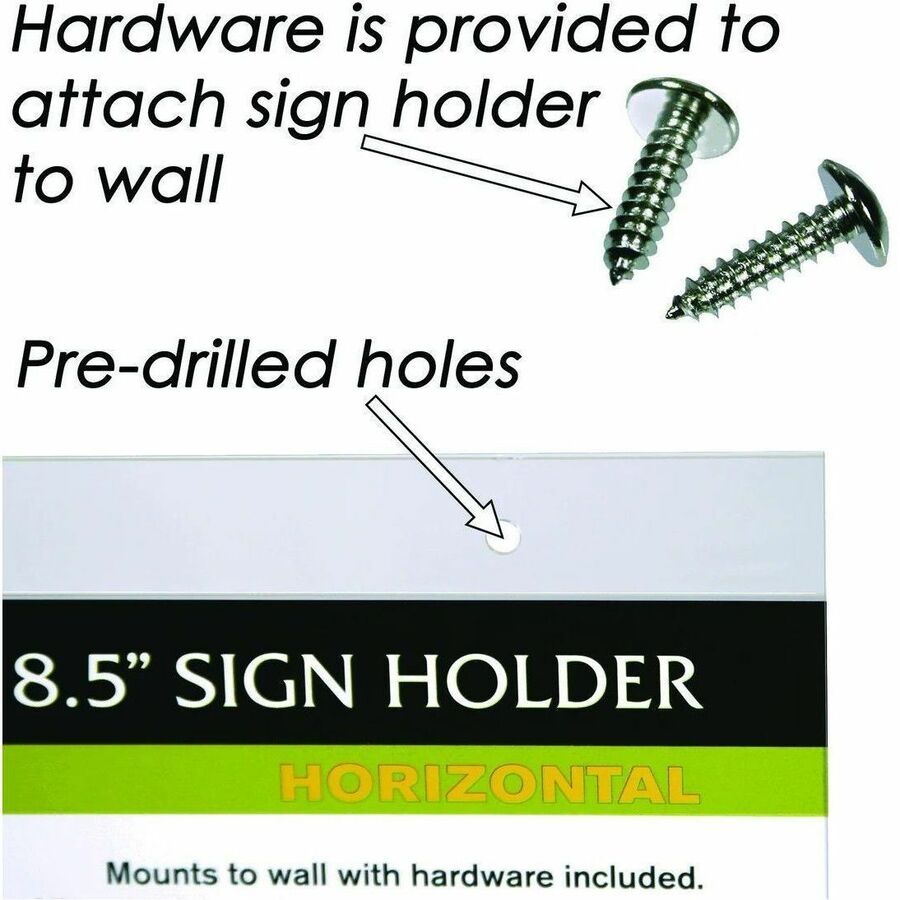 Print/Message - "Landscape - Wall Mountable - Mounting Hole, Easy Installation - Sign, Notice, Document - Plastic - Clear - 1 Each