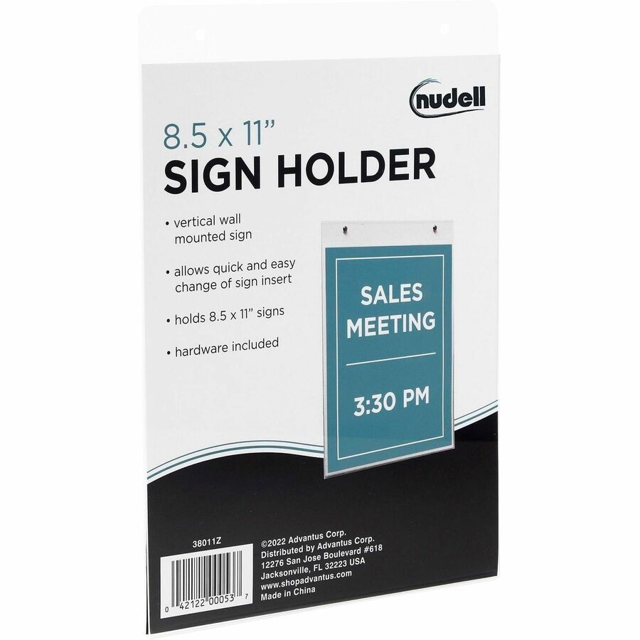 Print/Message - "Portrait - Wall Mountable - Pre-drilled, Easy Installation - Signage, Message, Picture, Notice, Document - Plastic - Clear - 1 Each