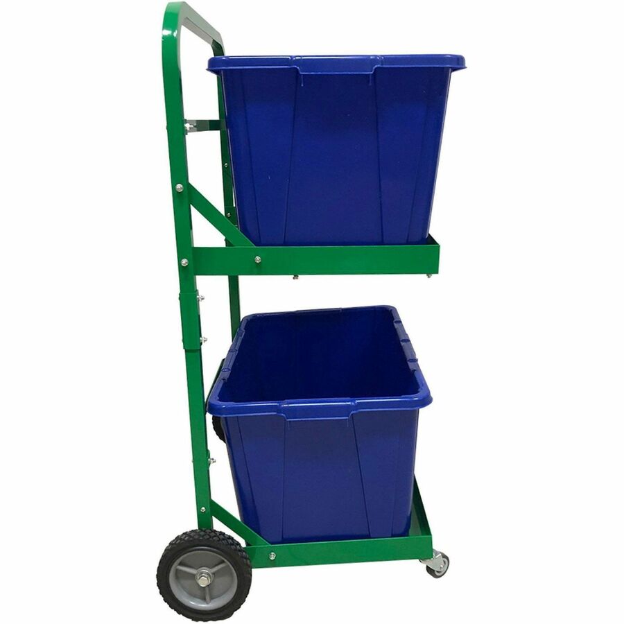 Five Star Products Recycling Cart for Bins, 220 lb Load Capacity, Aluminum, Green, 1 Each