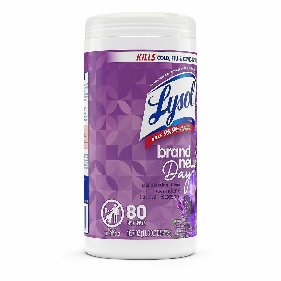 Lysol Disinfecting Wipes, Lavender & Cotton Blossom Scent, Pre-moistened, White, 6/Carton