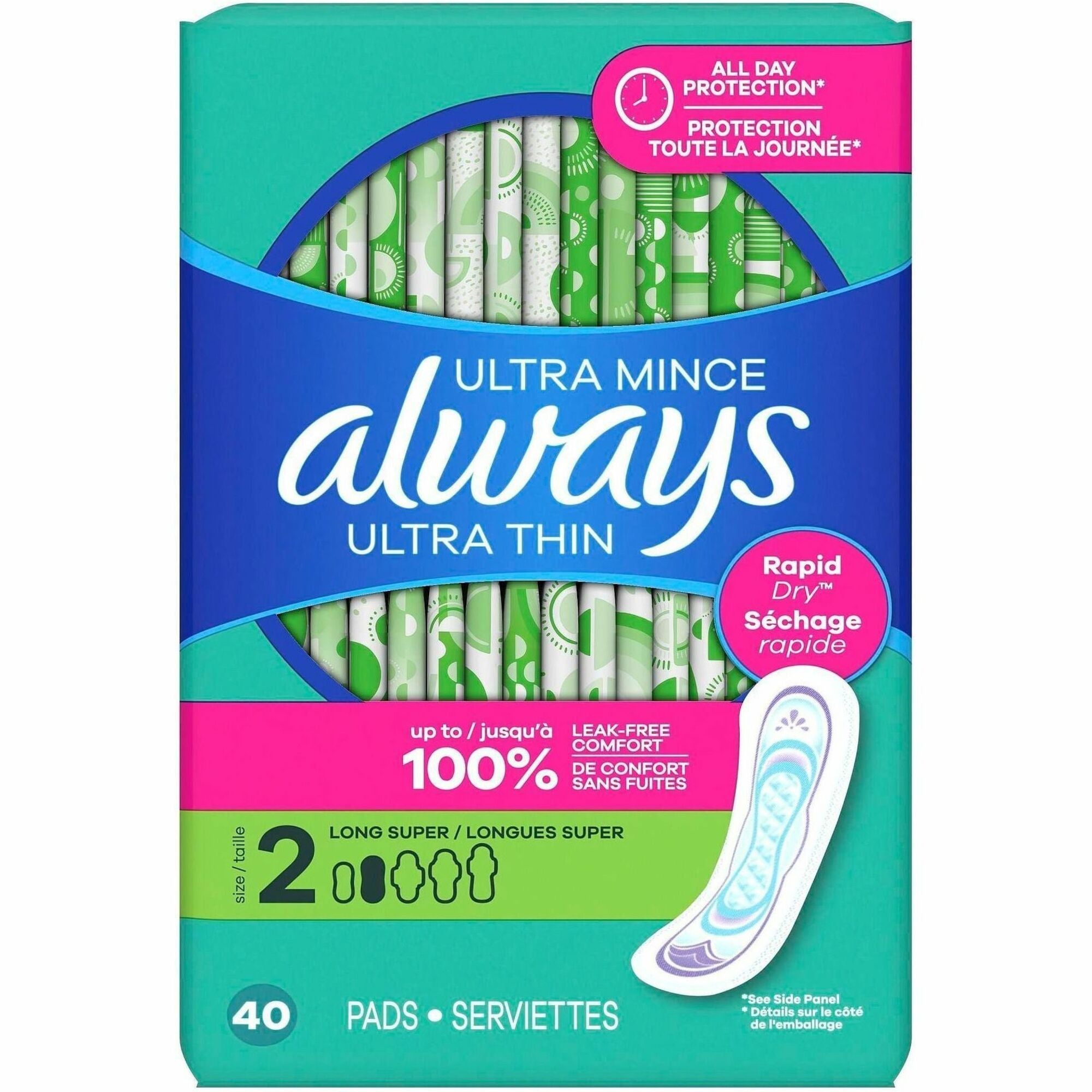 Size 2 - With Wings - Super - Unscented, Absorbent, Anti-leak, Odor-absorbing, Comfortable - 40 / Pack