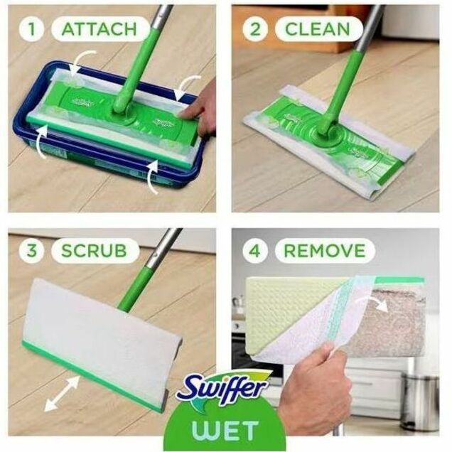 Swiffer Sweeper Wet Cloths, Residue-Free, White, 24 Pack