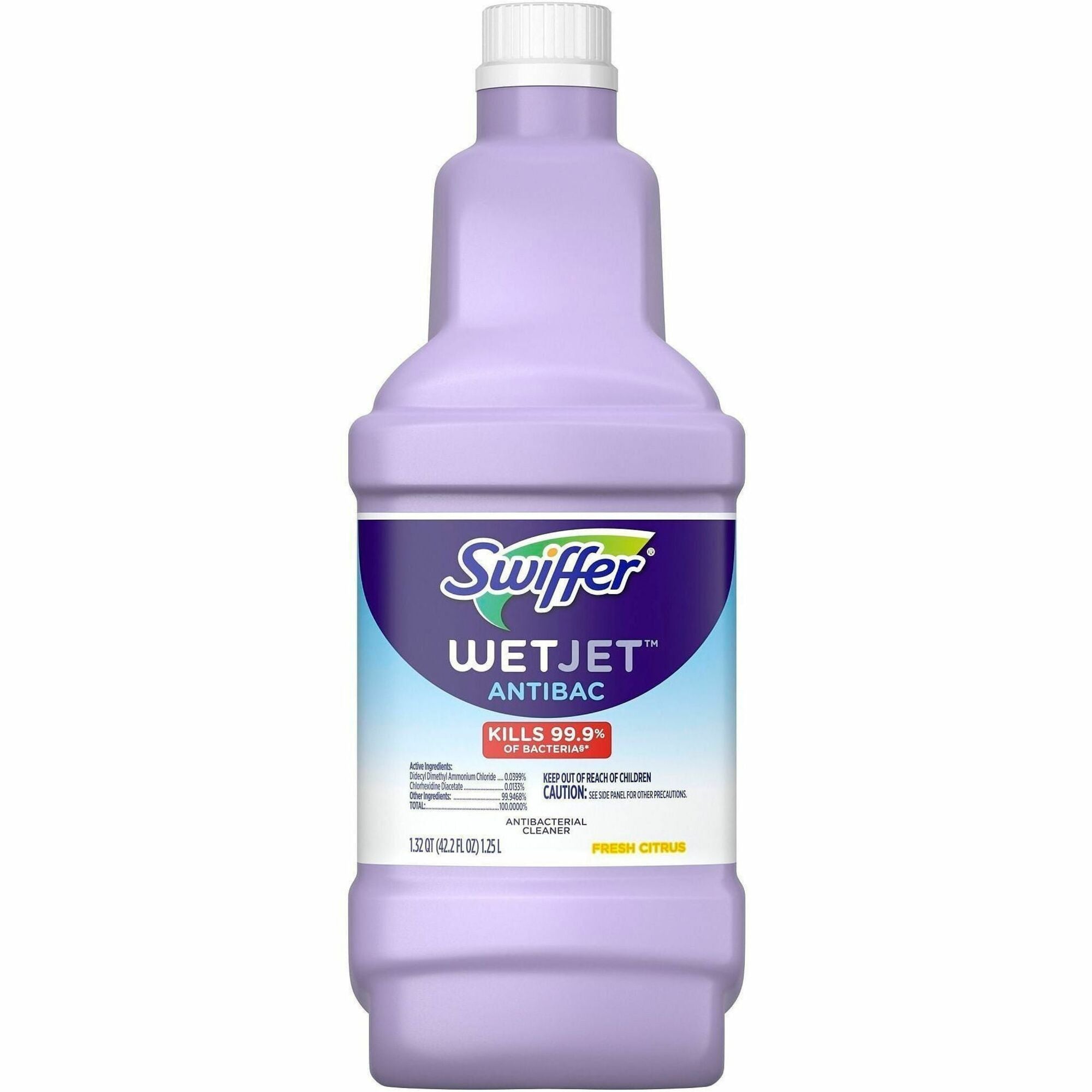 Swiffer WetJet Floor Cleaner, Antibacterial, Fresh Citrus Scent, Multi-Surface, Quick Drying, Purple, 40.6 fl oz (1.3 quart), 1 Bottle