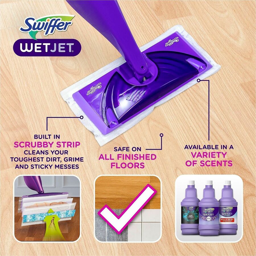 Swiffer WetJet Floor Cleaner, Antibacterial, Fresh Citrus Scent, Multi-Surface, Quick Drying, Purple, 40.6 fl oz (1.3 quart), 1 Bottle